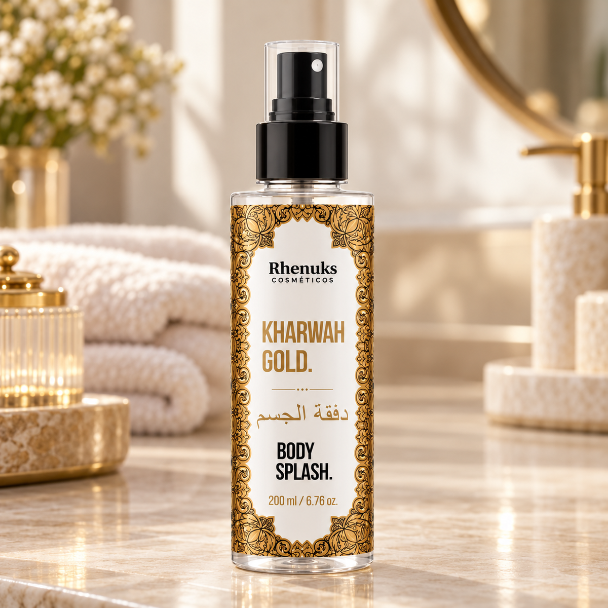 Desodorante Body Splash Kharwah Gold 200ml - Rhenuks Cosméti