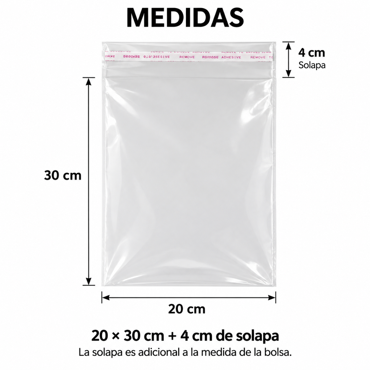 Bolsas Celofan Adhesivas Cierre Facil 20x30cm 100u