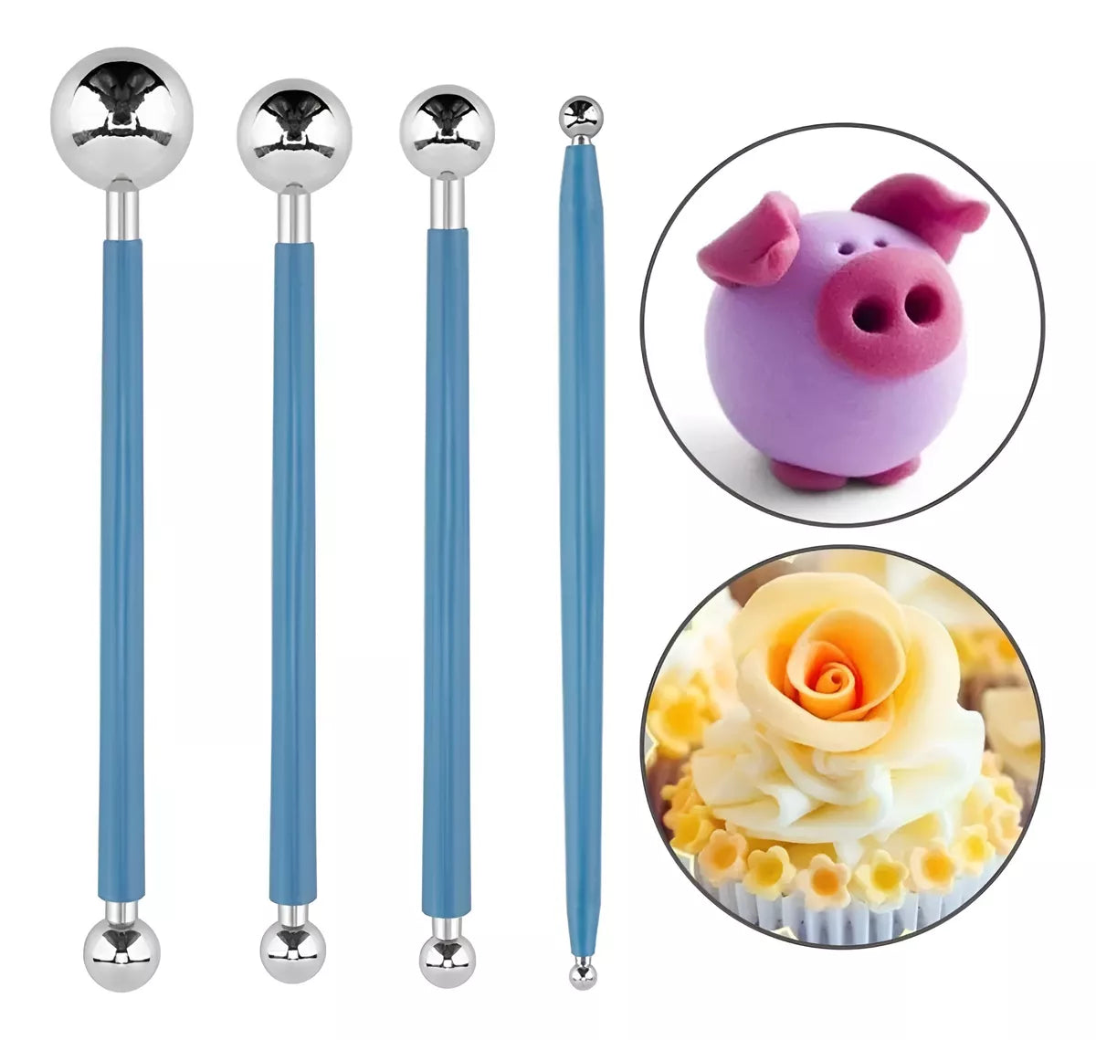 Set De 4 Bolillos De Acero Inoxidable