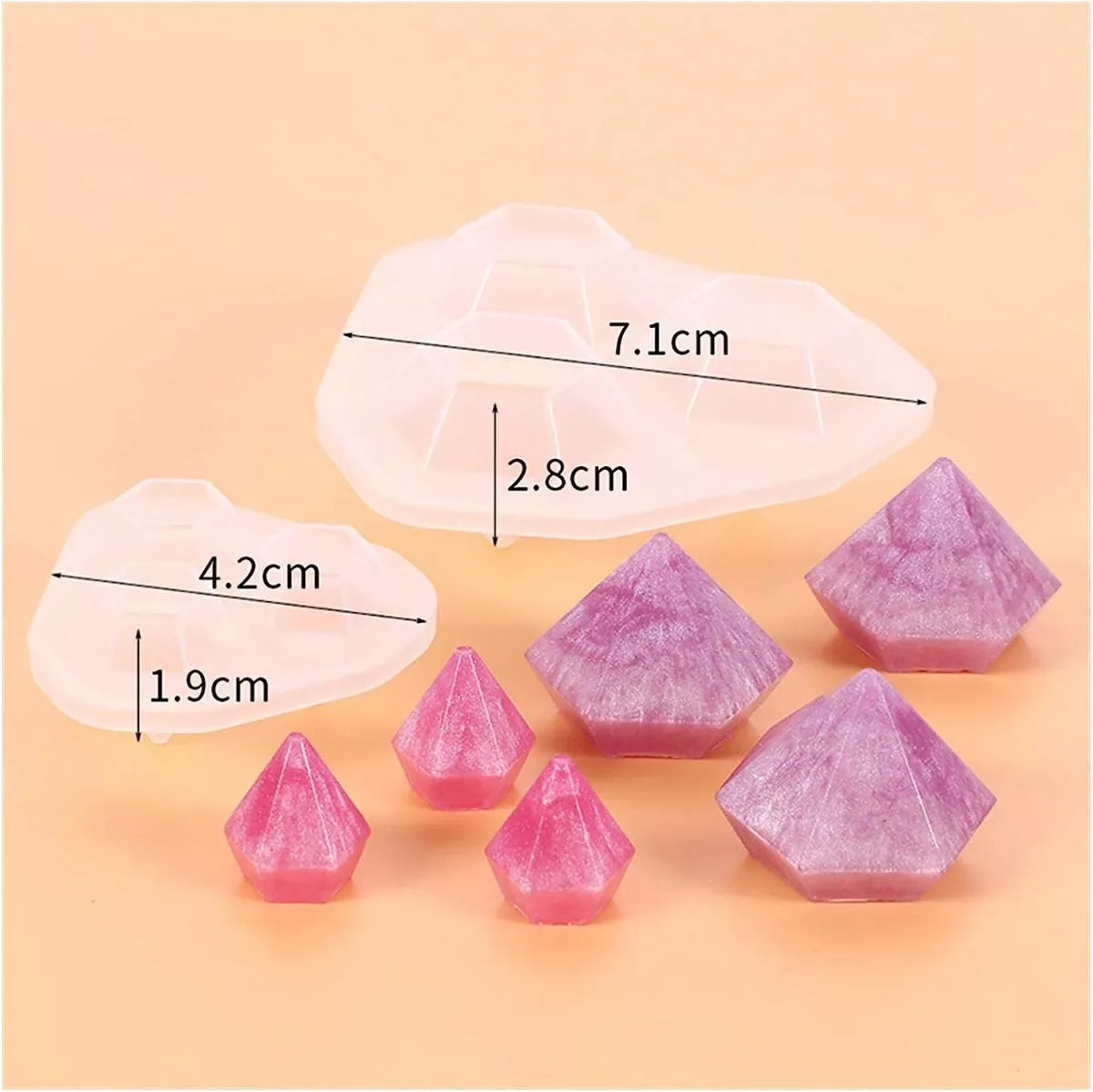 Set 2 Molde De Silicona Diamantes Para Resina Epoxi Llaveros