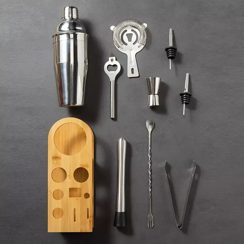 Set 10 Piezas Coctelería Barman Bartender Tragos Acero Inoxidable