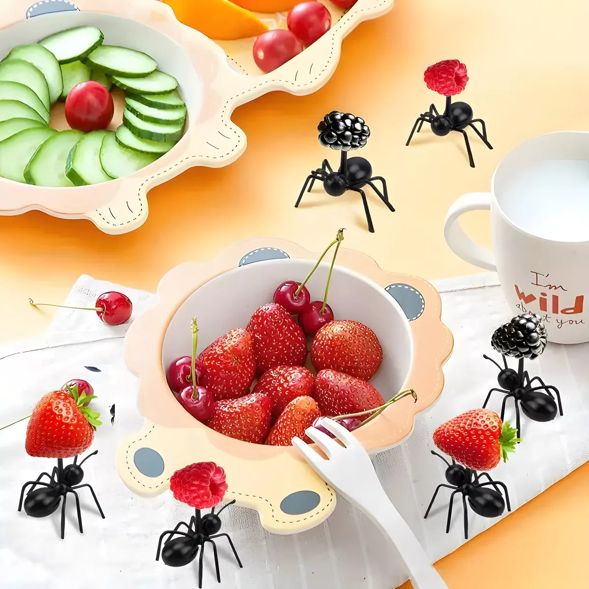Tenedores De Postre Reutilizables Forma Hormiga Plástica 12u