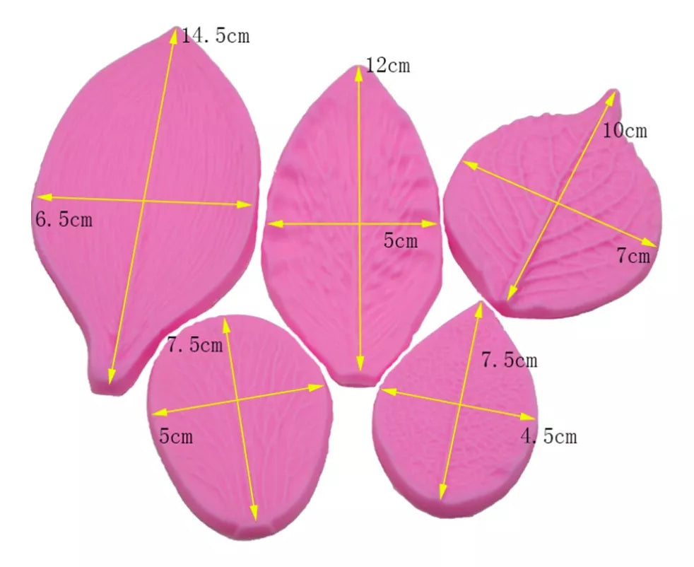 Set Molde Silicona Hojas Para Fondant Decoración De Tortas R-008