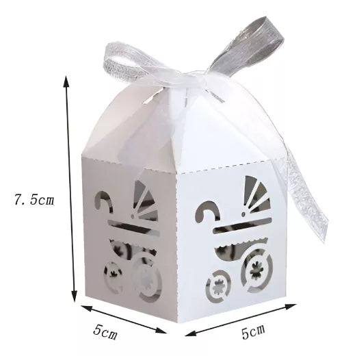 Caja Craquelada "Coche Bebe" con cinta incluida x10un 5cmx5cmx7cm