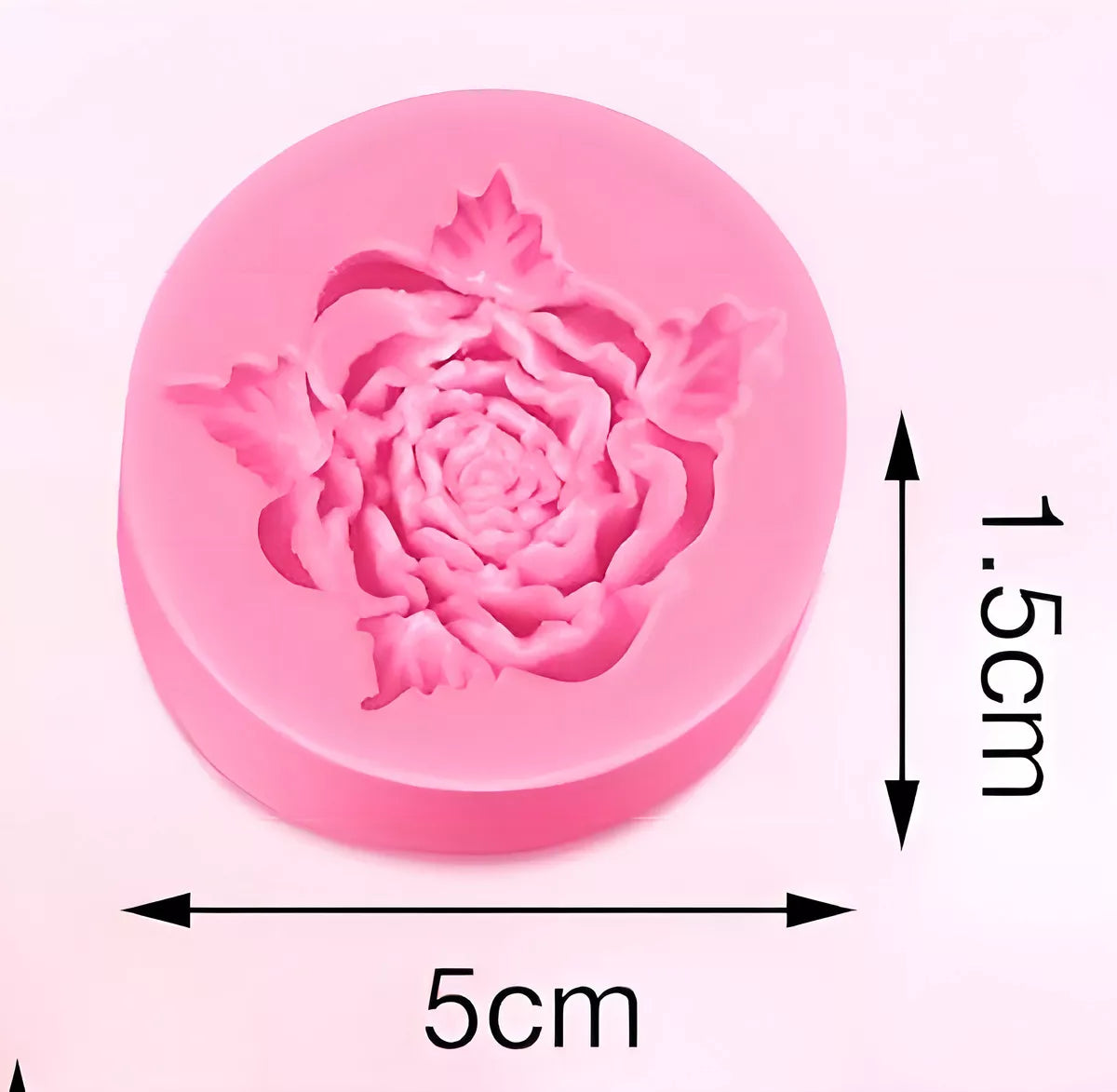 Molde Silicona Rosa Con Hojas Fondant Porcelana Fria Yeso