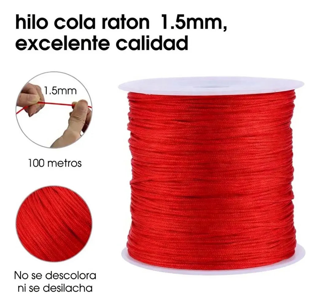 Hilo Cola De Raton Cordon Saten 1.5mm 100mt Ideal Pulseras