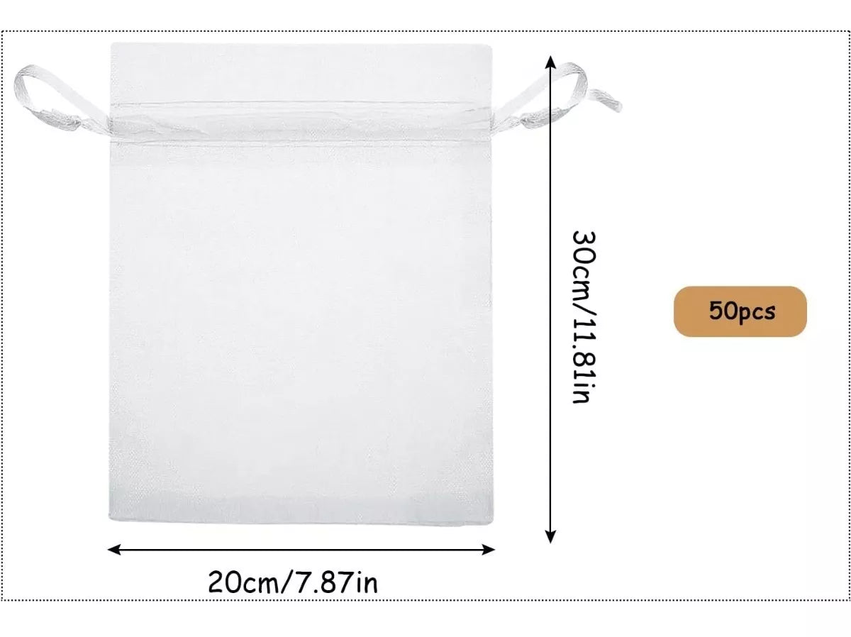 Bolsas Bolsitas De Organza Souvenirs 20x30cm Pack X50