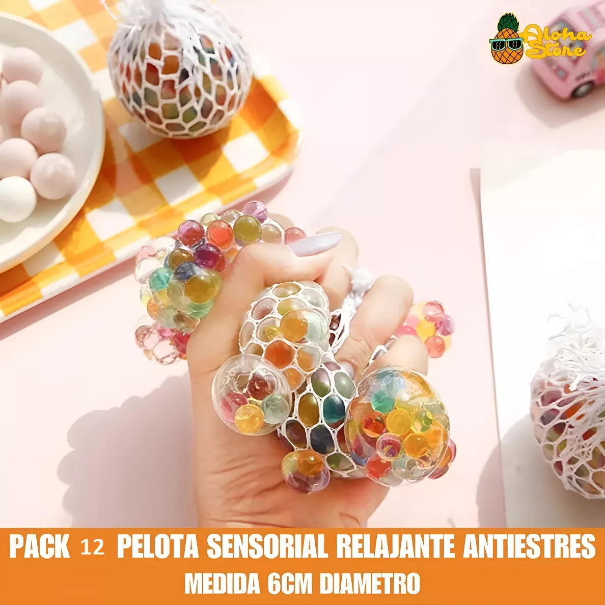 Set Cotillón Y Sorpresitas Bolas X12 Squishy C/luz Led