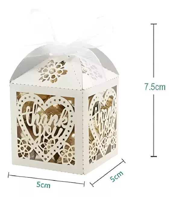 Caja Craquelada "Thank You" con cinta incluida x10un 5cmx5cmx7cm