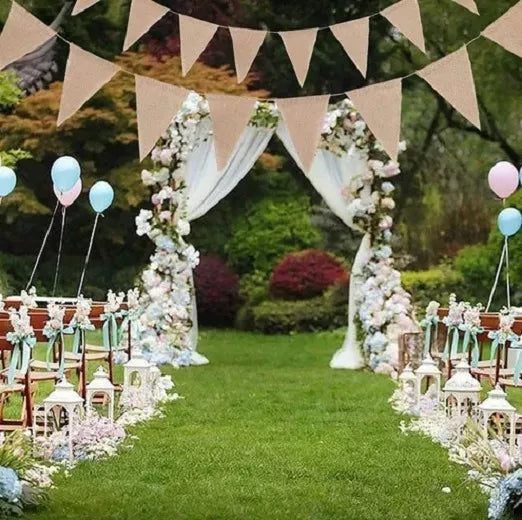 Banderines Guirnalda Arpillera Vintage Fiestas Hogar 2.8m 5u