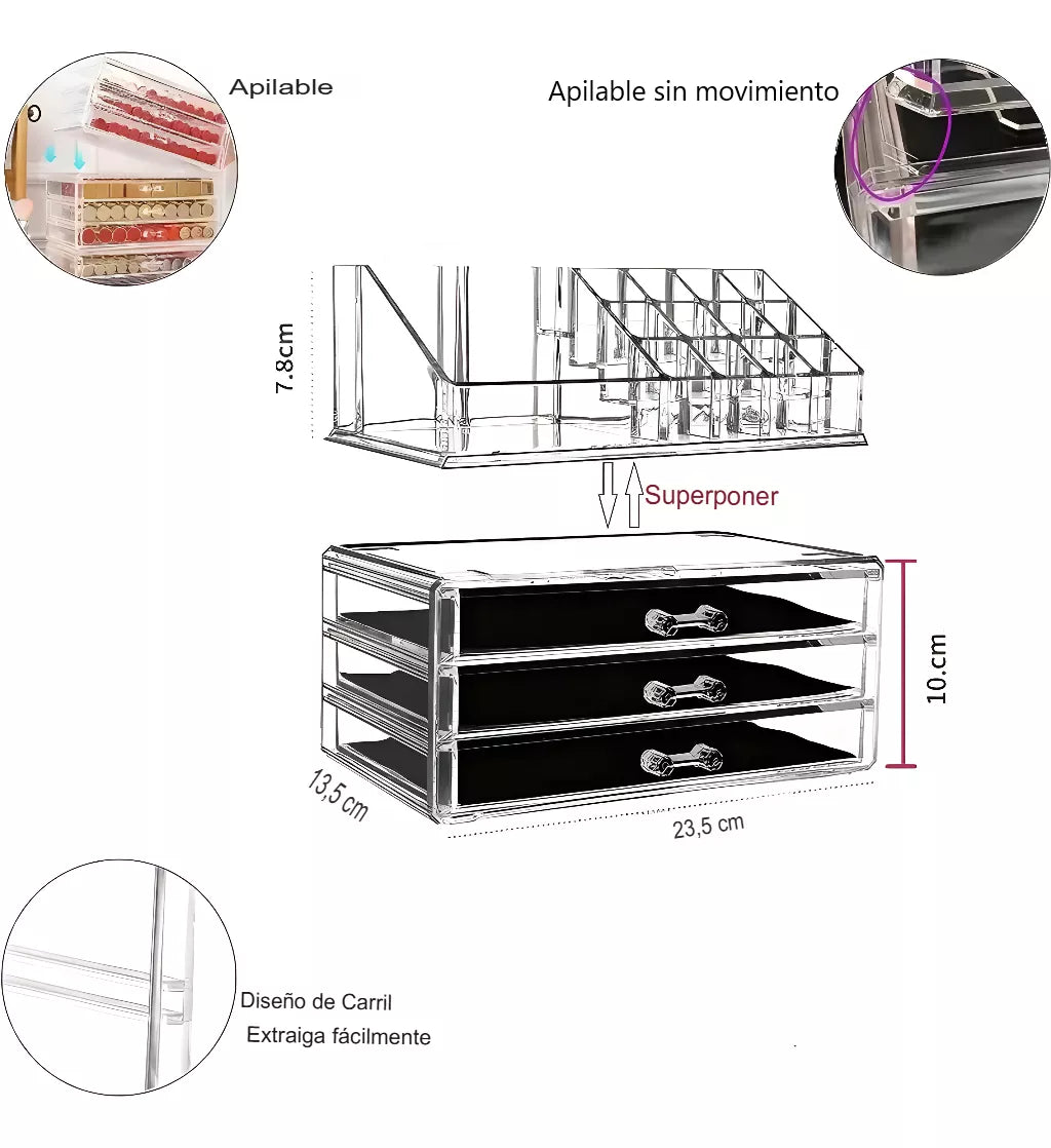 Organizador De Maquillaje Cosmeticos En Acrilico Fuerte