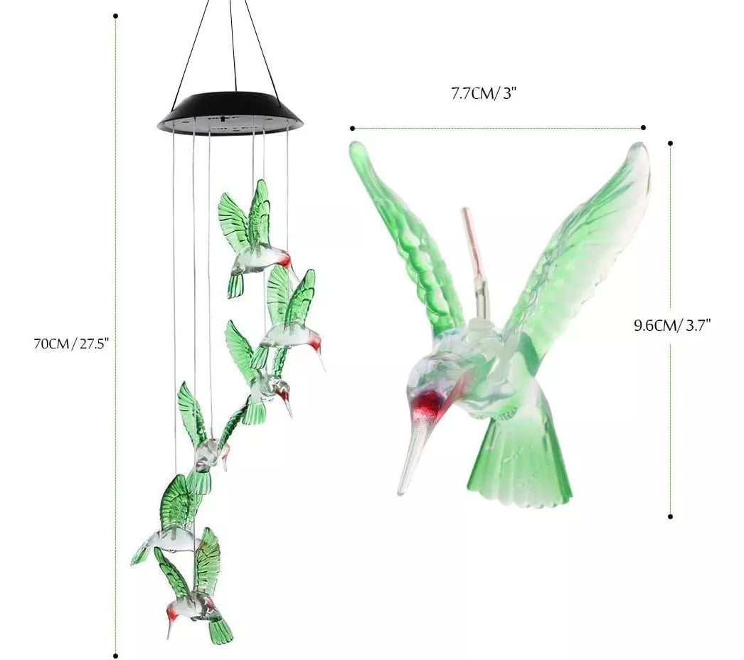 Colgante Colibrí Led Batería Recargable Con Panel Solar