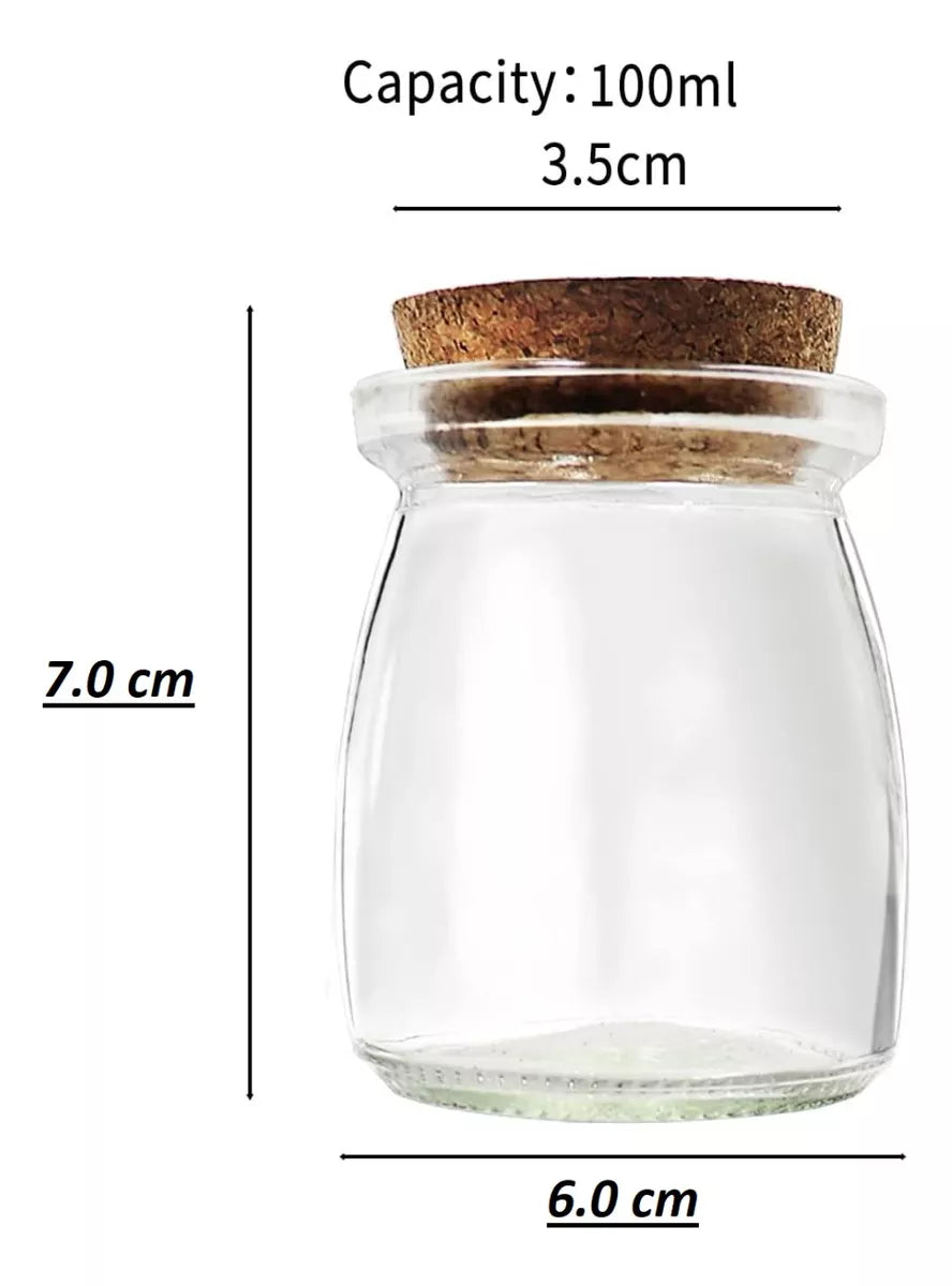 Frascos de vidrio con tapa de corcho de 100ml pack x10 Unidades