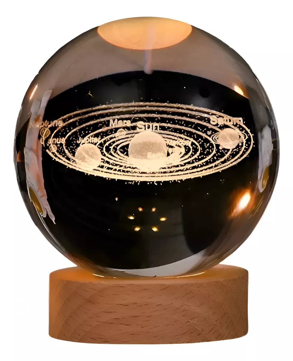 Luz De Noche Esfera De Cristal 3d Led Usb Lámpara Planetas