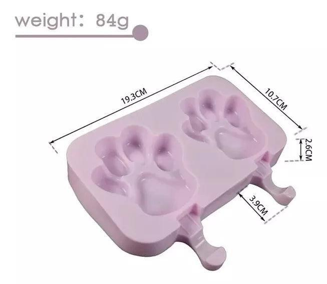 Molde de silicona para hacer helados forma patitas perro + 50 palitos de regalo