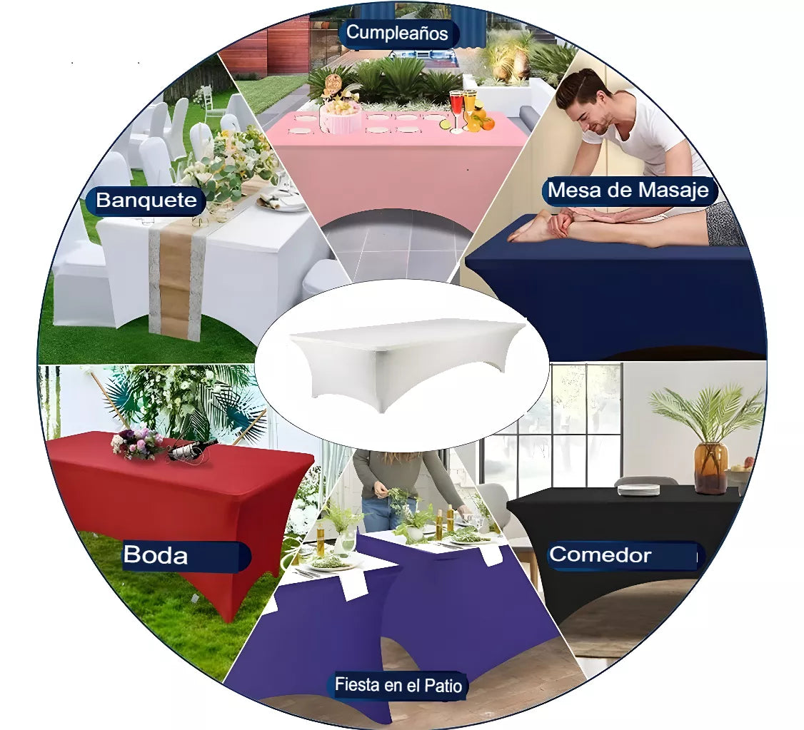 Funda Para Mesa Rectangular 180x75x74cm Ajustable Bodas FEDE-017