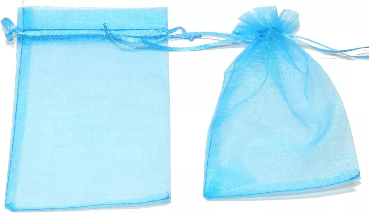 Bolsas Bolsitas De Organza Sorpresitas Souvenirs Pack X50 Medidas 7x9cm CELESTES