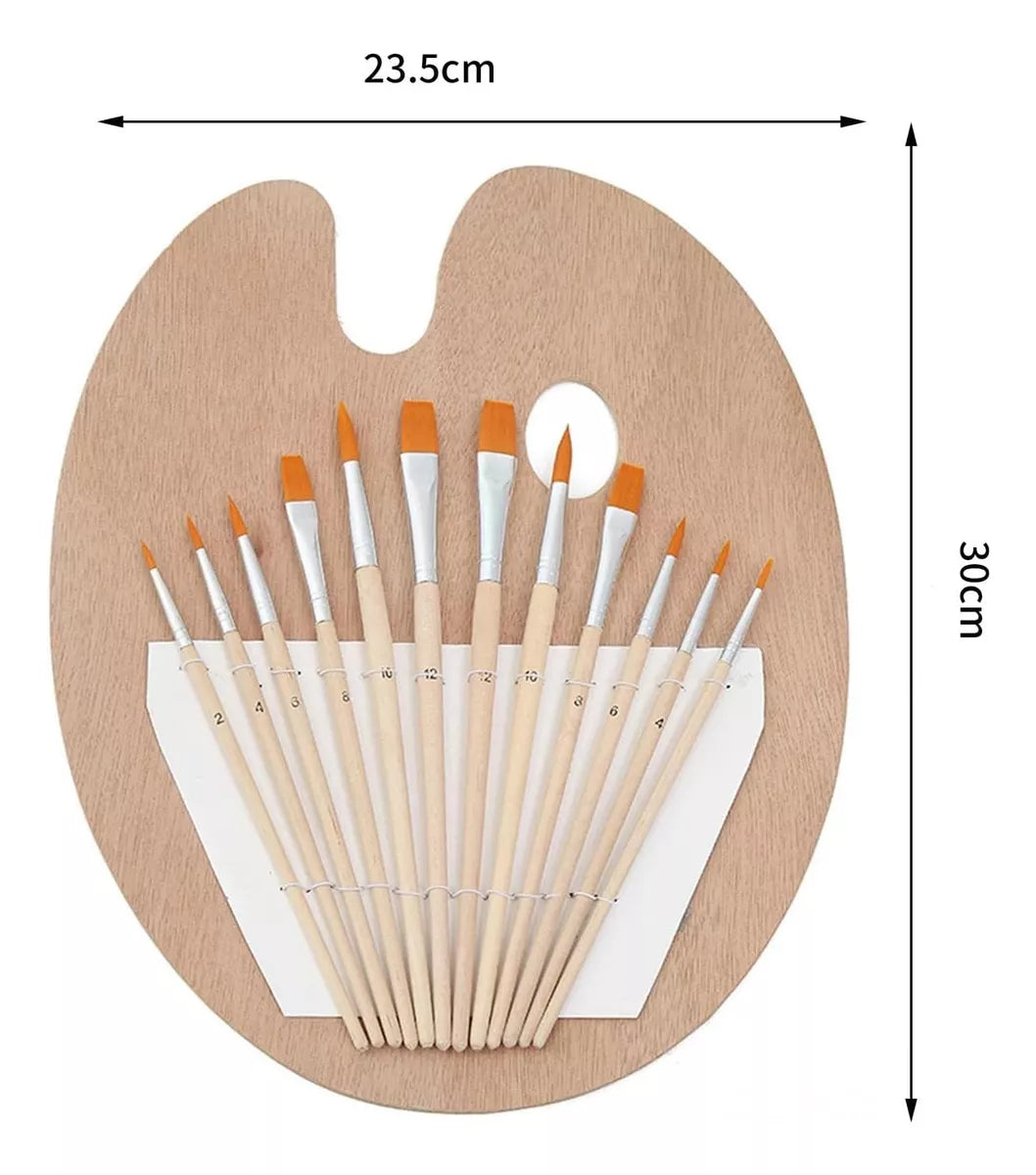 Set De Paleta Y 12 Pinceles