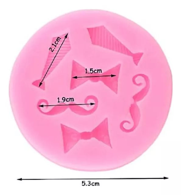 Molde Silicona Corbata Bigote Ideal Decoracion Tortas