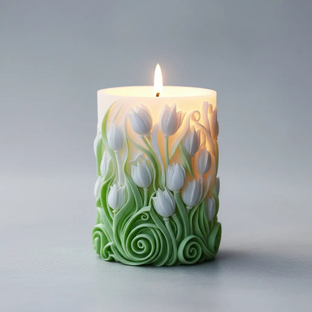 Molde De Silicona Tulipanes Velas Aromaticas O Velas Soja Molde Tulipanes R-002