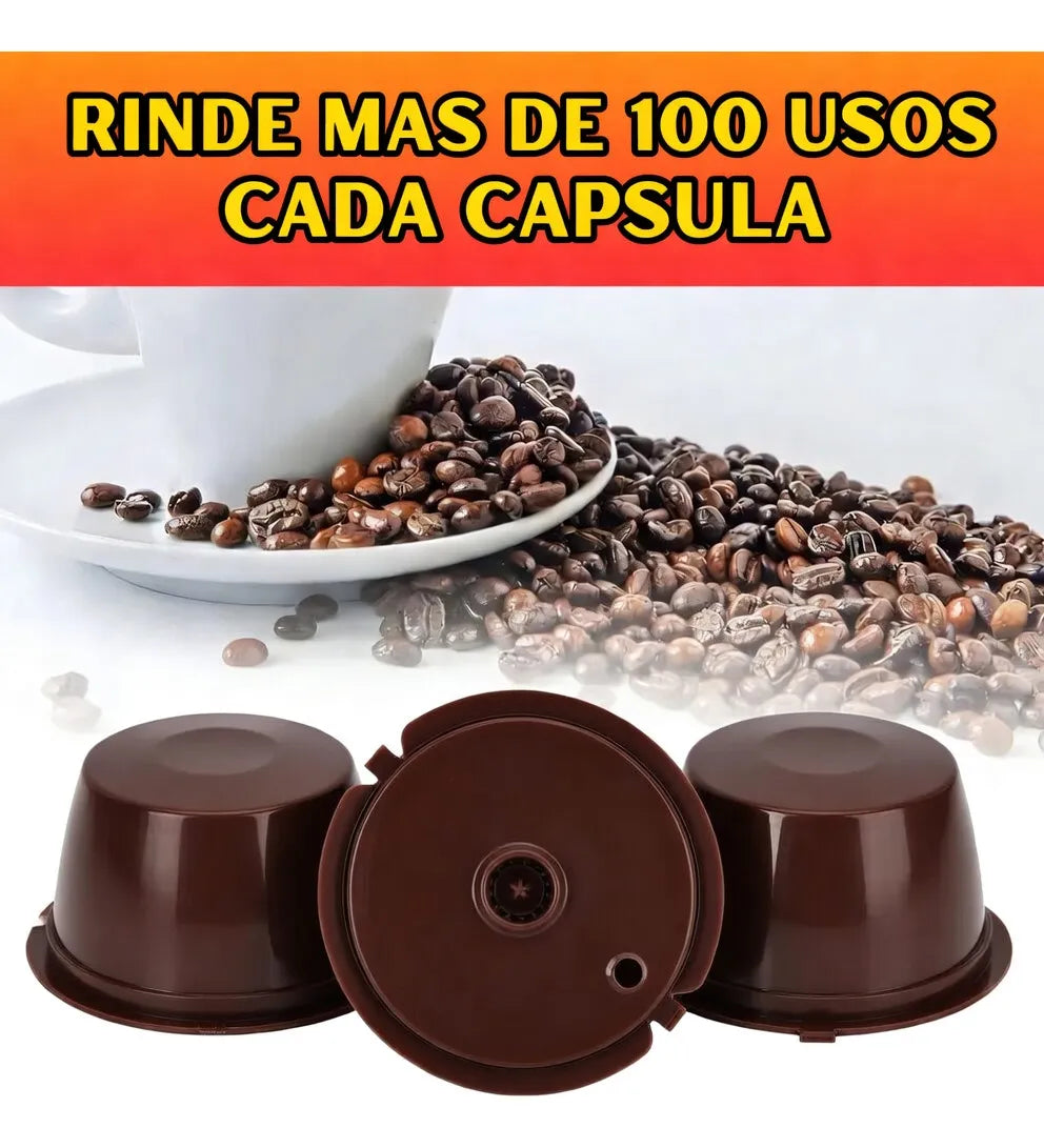 Capsulas Reutilizables Maquinas Dolce Gusto Café X3 unidades + cuchara y cepillo
