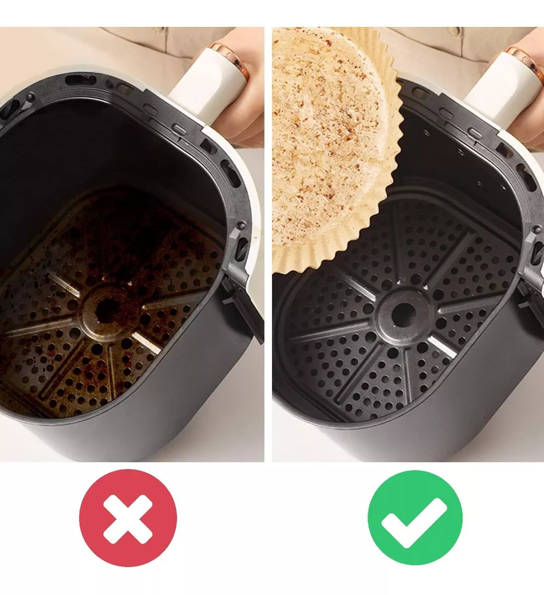 Bandejas De Papel Para Freidora Sin Aceite Ajustable 100un