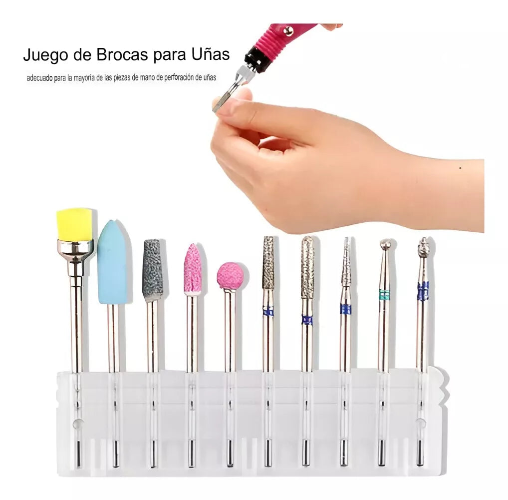 Set X10 Brocas Para Torno De Uñas Y Pedicura Acero Tungsteno