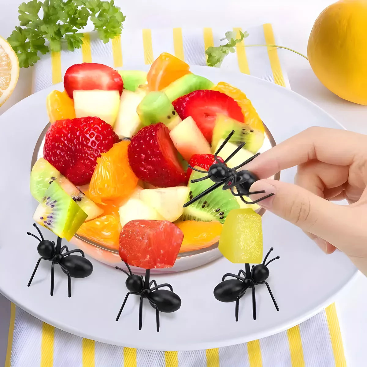 Tenedores De Postre Reutilizables Forma Hormiga Plástica 12u