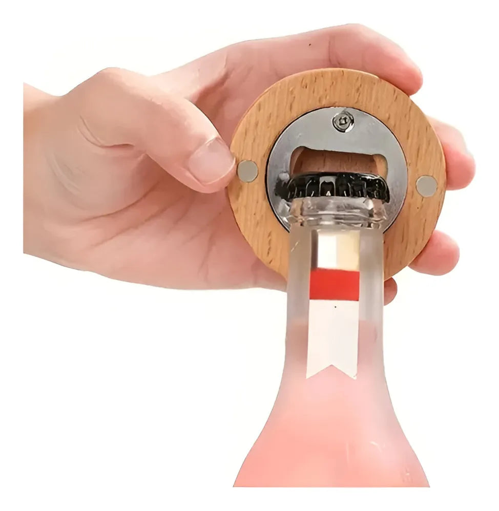 Destapador Abridor De Botella De Bambu Imantado X10un