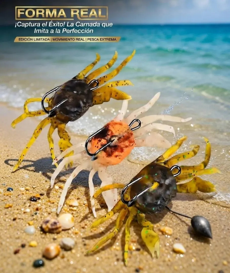 Pack X3 Cangrejos Senuelos Con Anzuelo Carnada Para Pesca