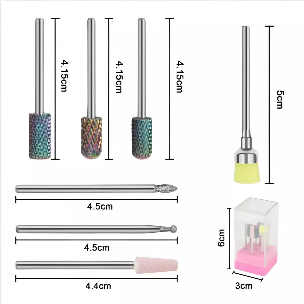 Juego De Fresas Combinadas De 7 Piezas Para Manicura Premium