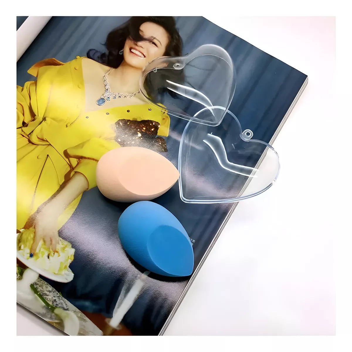 Esponjas Para Maquillaje Forma Gota Con Estuche De Corazón