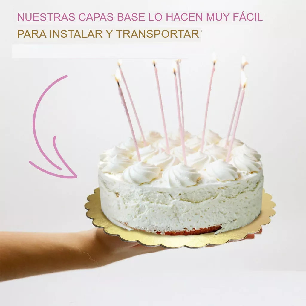 Pack 3 Discos Base Bandeja Para Torta Dulce Decoración 25cm DORADA