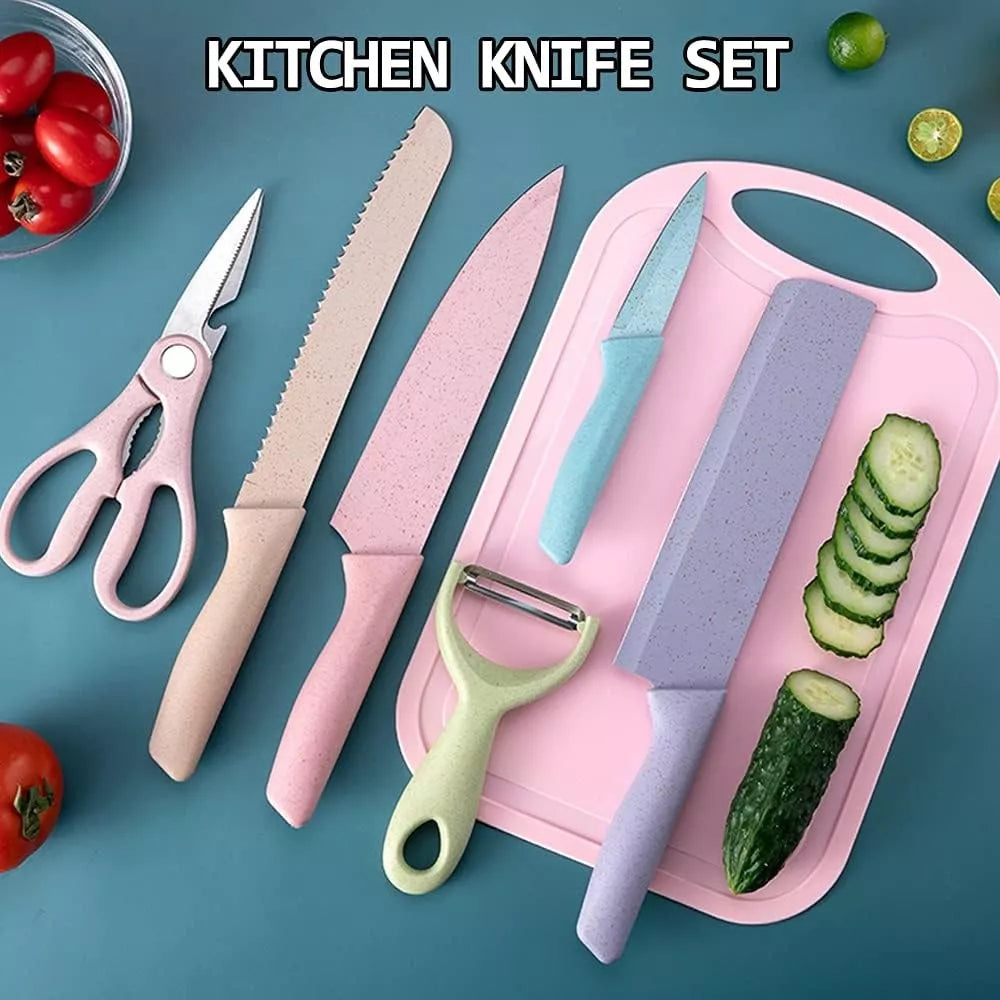 Juego Set Kit De Cuchillos Y Tabla Cocina