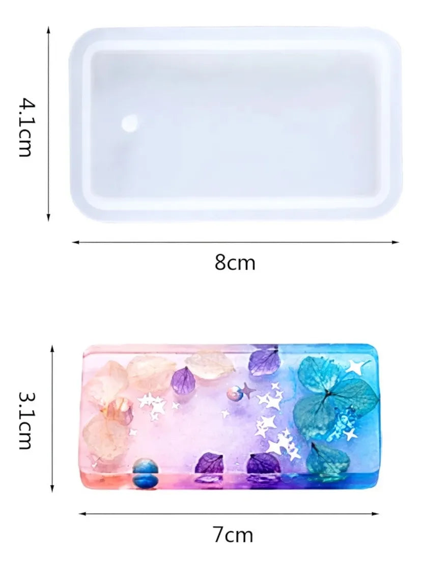 Moldes De Silicona Para Realizar Llaveros En Resina Epoxi 1u rectangular