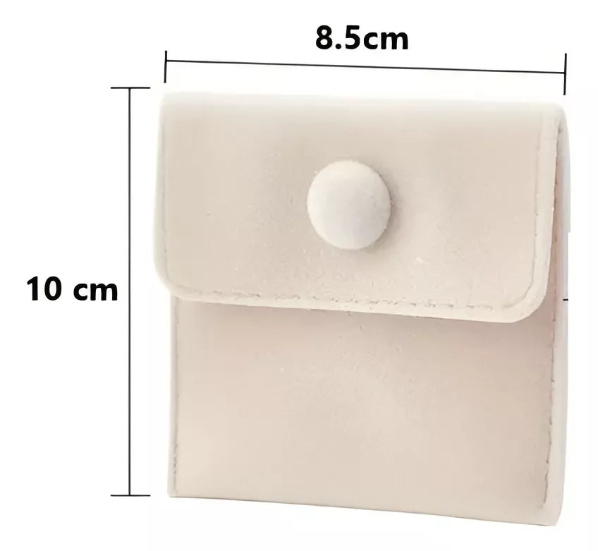 Bolsita Estuche Terciopelo Alhajas Joyeria Souvenir X10un COLOR CREMA