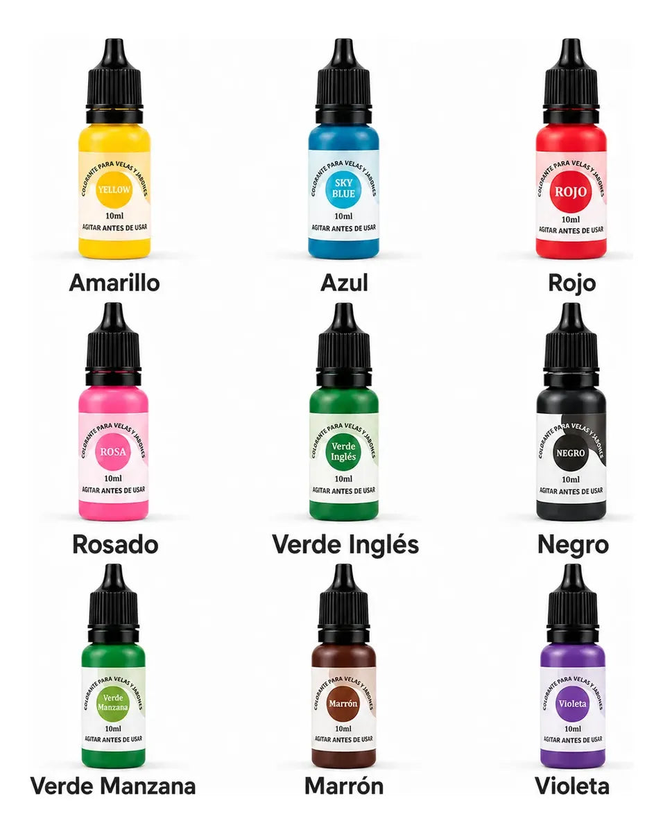 Pack X9 Colorante Concentrado Velas Jabones Artesanales 10ml