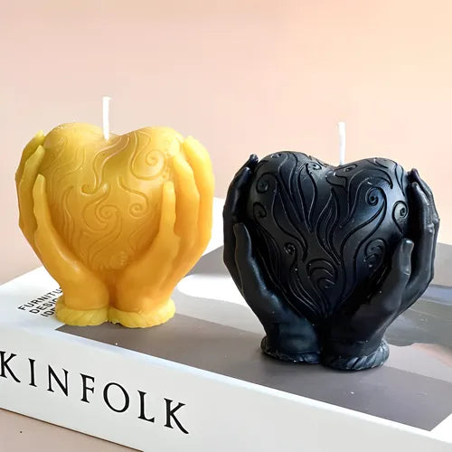 Molde De Silicona Para Velas Corazón Entre Manos Ideal Cera