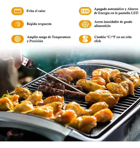 Termometro Digital Para Comidas Carne Velas Cocina Acero Inoxidable