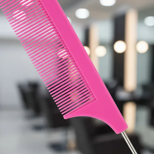 Peine Con Mango De Metal Separador De Cabello Peluqueria
