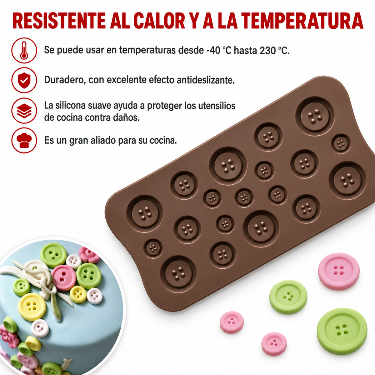 Molde De Silicona Boton Botones Ideal Decoracion Tortas
