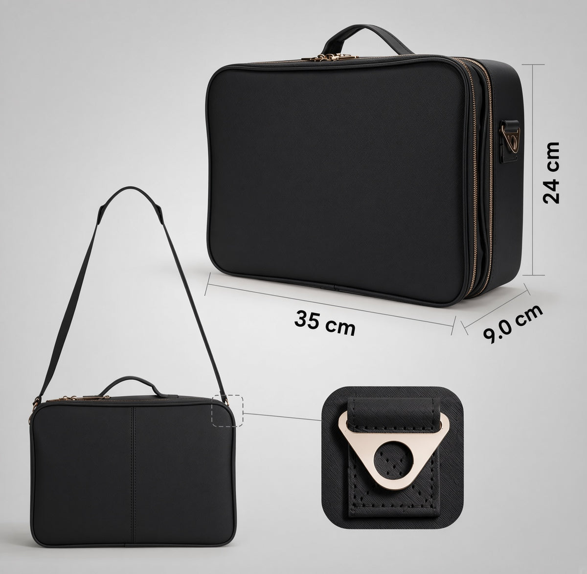 MaletÃn Bolso Organizador Maquillaje Con Divisores Negro