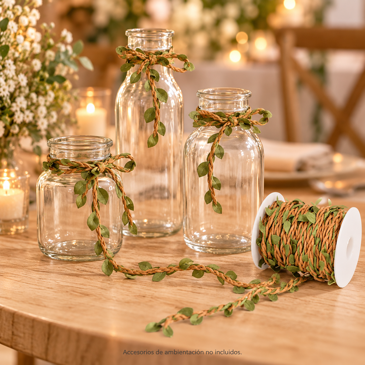 Guía decorativa de hojitas verde marrón en rollo 10 metros