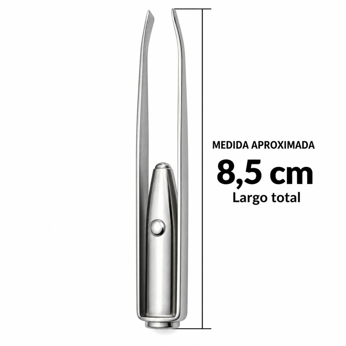 Pinza De Cejas Con Luz Led Acero Inoxidable Punta Biselada