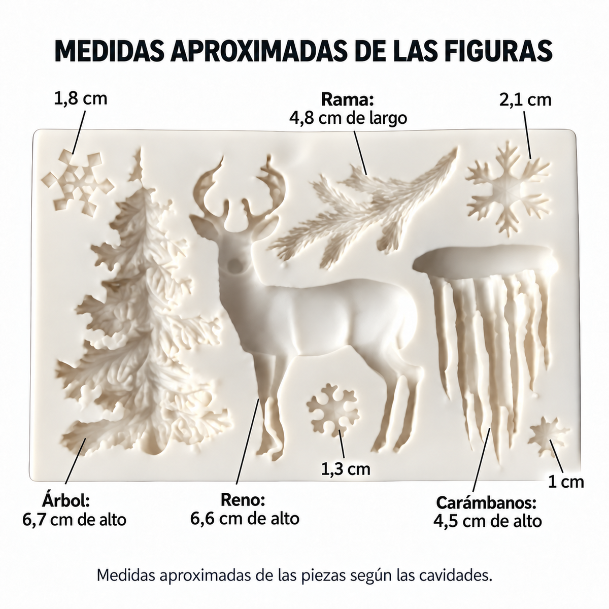 Molde Silicona Navidad Reno Arbol Copos Fondant Reposteria