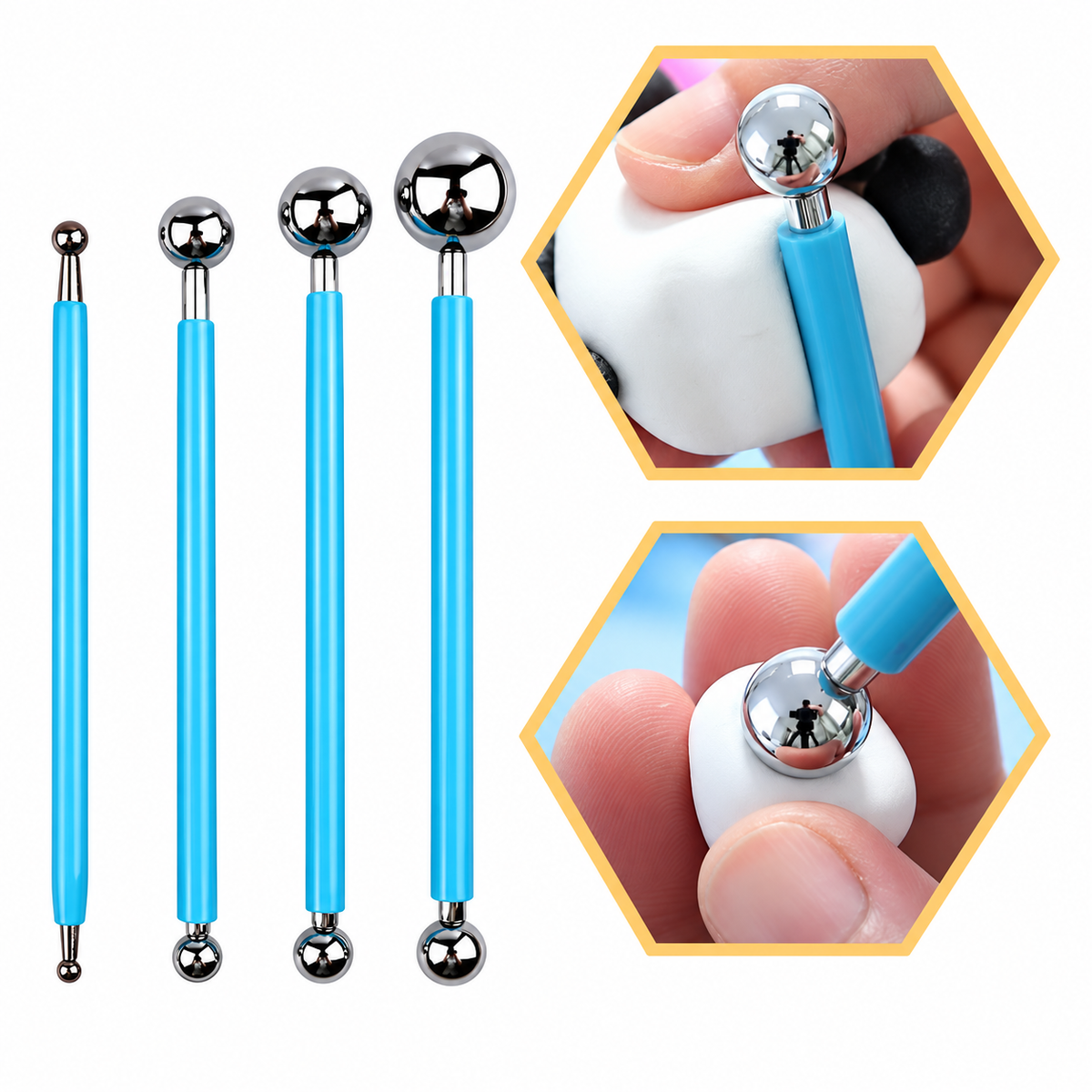 Set De 4 Bolillos De Acero Inoxidable