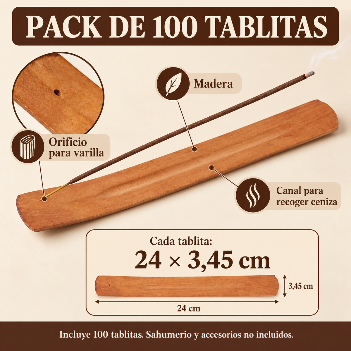 Tabla Tablitas Porta Incienso De Madera
