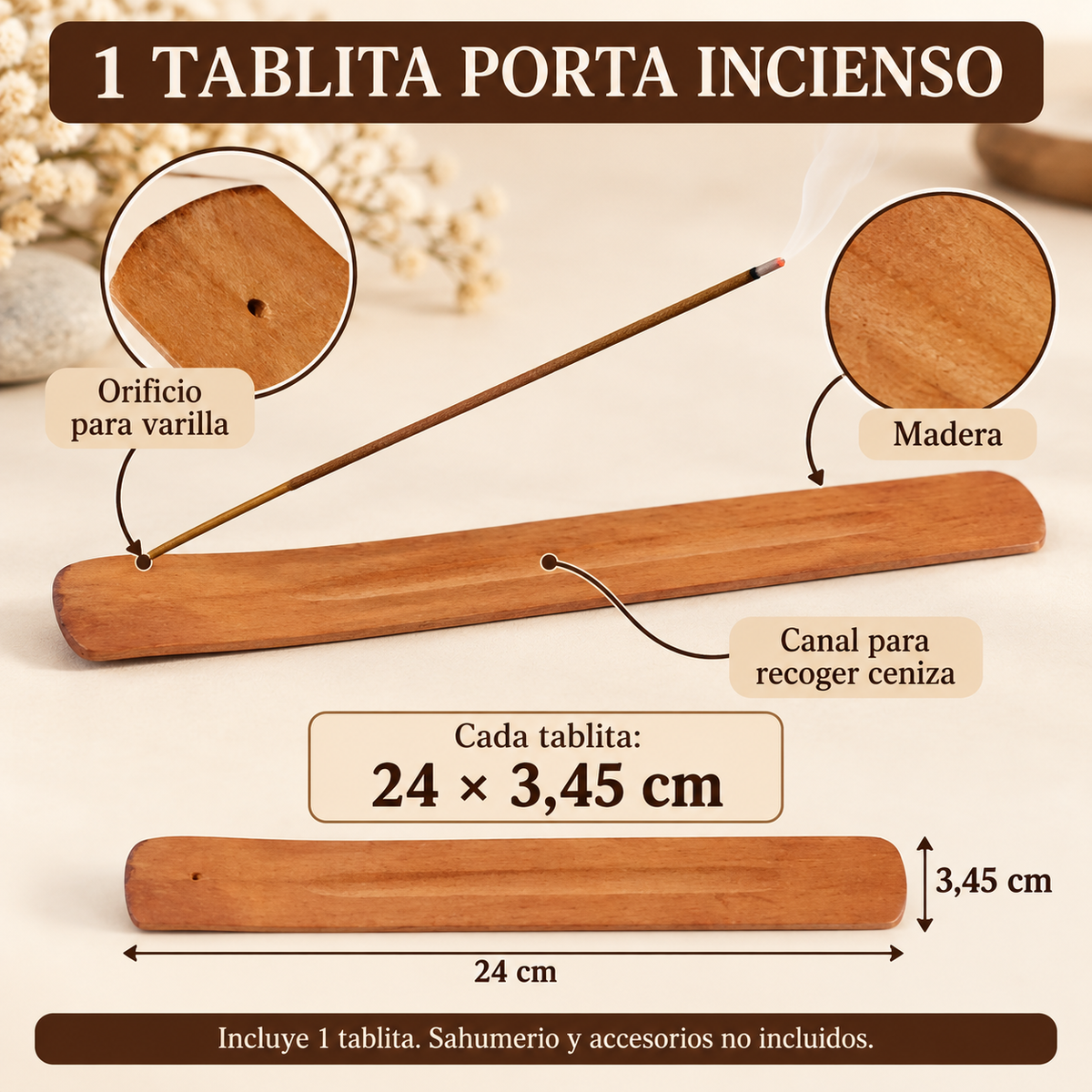 Tabla Tablitas Porta Incienso De Madera