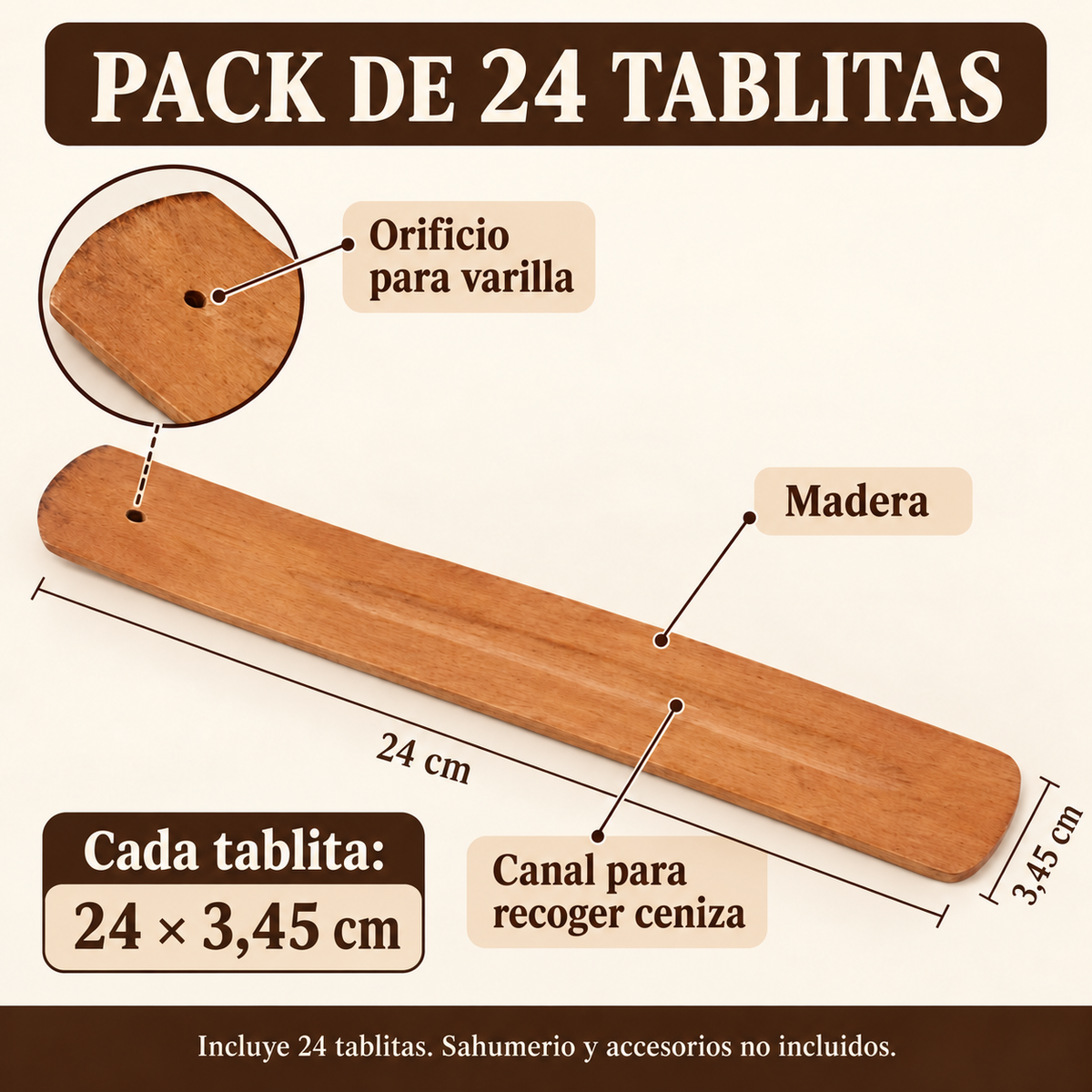 Tabla Tablitas Porta Incienso De Madera