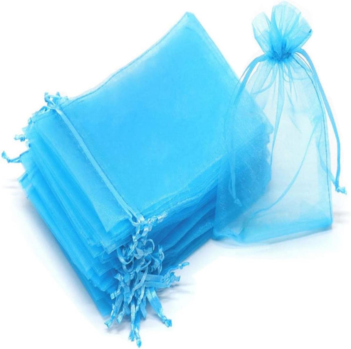 Bolsas Bolsitas De Organza Sorpresitas Souvenirs Pack X50 Medidas 7x9cm CELESTES